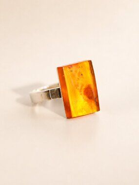Baltic Amber Ring in Sterling Silver- by Mariusz Gliwiński